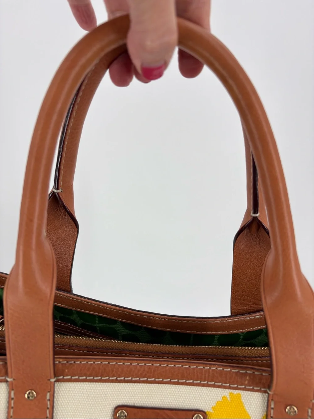 NWT Kate Spade Fairchild Gardens Quinn Canvas Leather Bag Handbag Natural OS